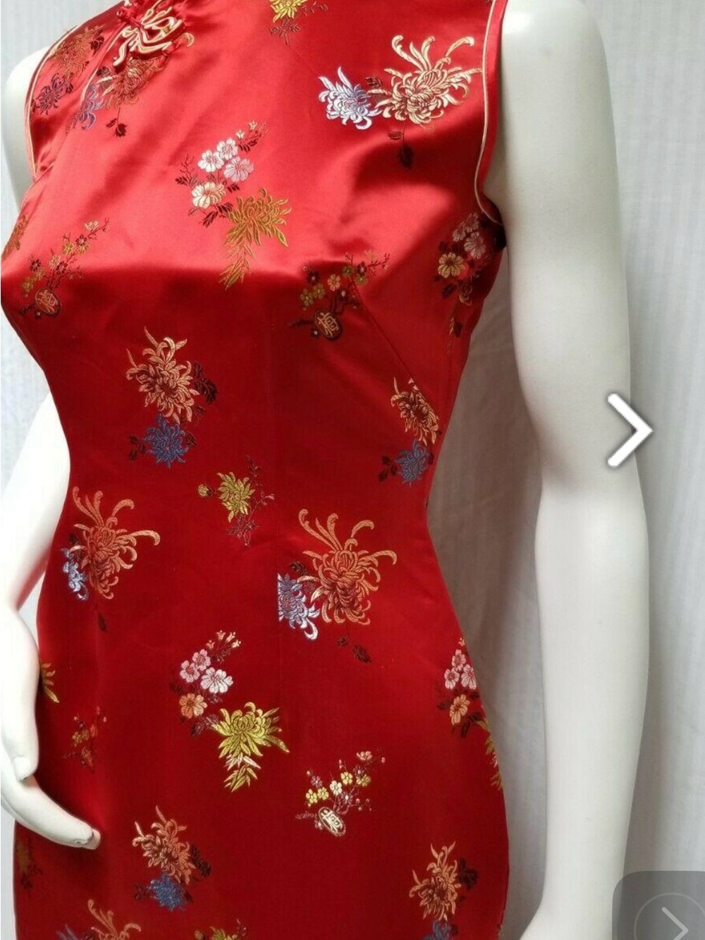 Vintage 60's Solz Squirrel XS/S Floral Asymmetrical Cheongsam Qipao sheath Dress - Picture 5 of 12